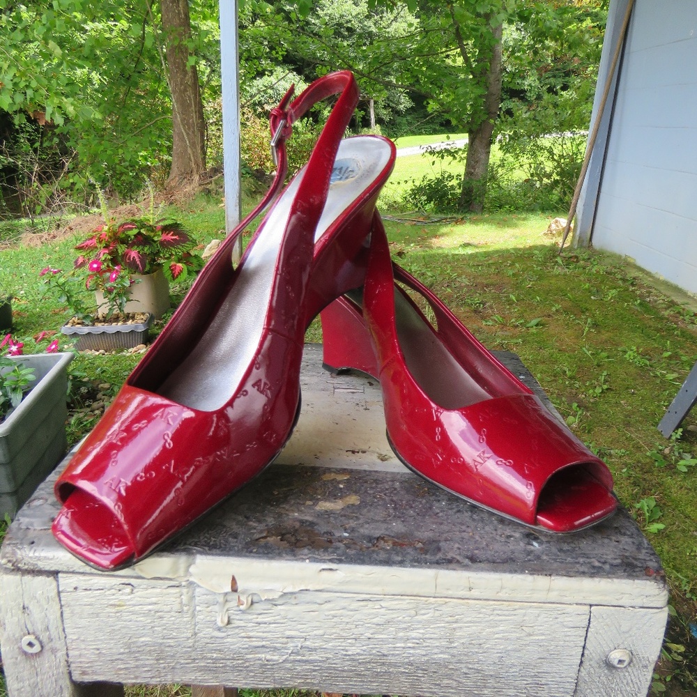 Anne Klein Wedge Peep Toe Heels